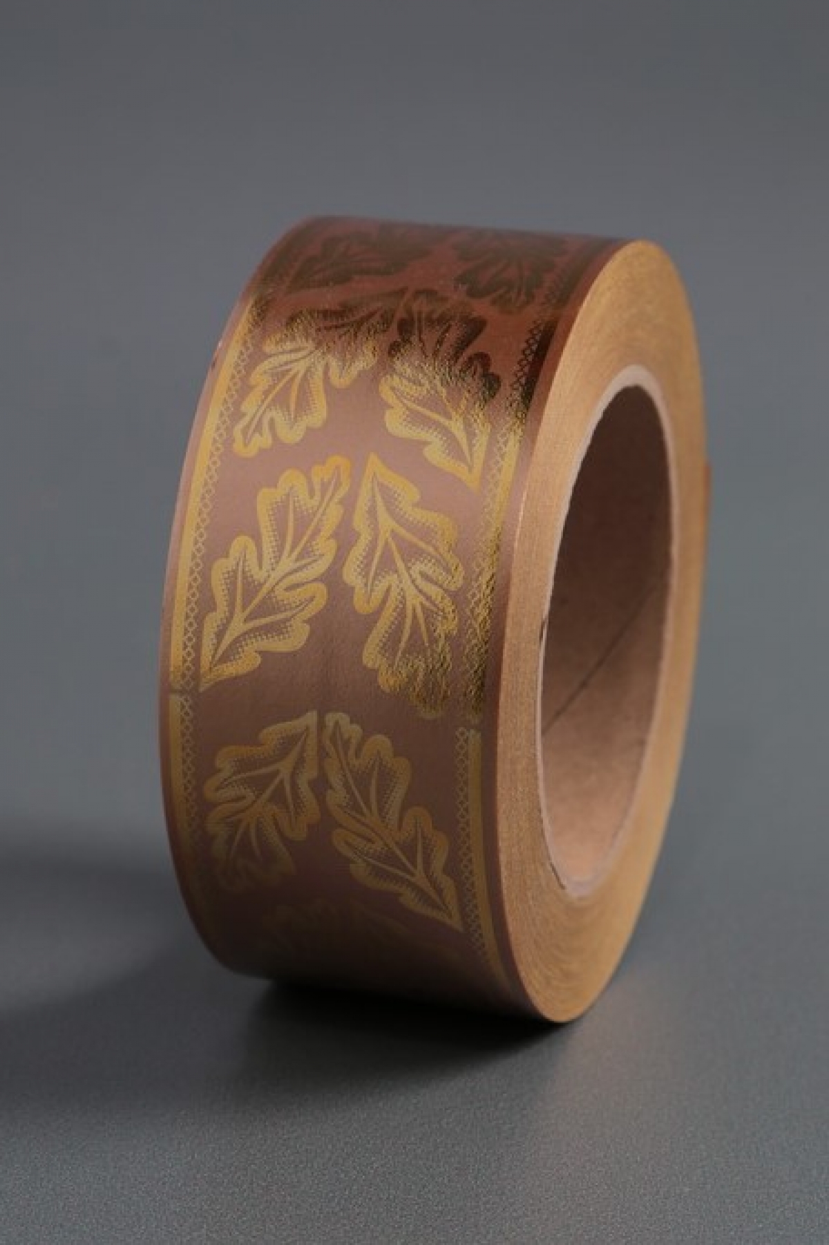 Лента с з/п ( 5см*50ярд) атласная Дубовый лист A582 БРОНЗОВЫЙ