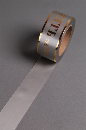 Лента с зол. пол. 5х50у Серая А526