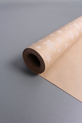 Бумага крафт 70г/м2, 70см x 10м, Звезды, белый	4974/бел