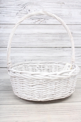 Корзина одиночная плетеная 1шт (ива):D33*H13*HH38  белый 6023М