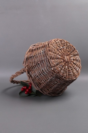 Корзина плетеная одиночная (ива) 1шт - Круг коричневый  d=29*15/36 см  4178М