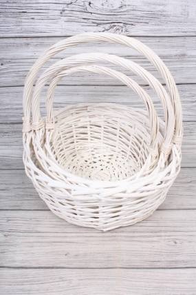 Набор корзин плетеных (ива) из 3шт - 38*38*17*41CM, 32*32*15*36CM, 26*26*13*31CM, 3 шт, белый 2993М